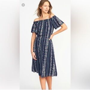 Old Navy Floral Off-Shoulder Navy Dress